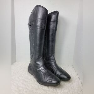 Vtg 90's Puma Berlin Knee High Sneaker Size 6. 5 Black Leather Y2K Biker Shoes
